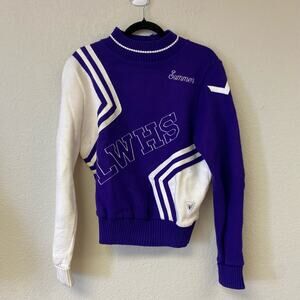 Vintage Varsity Cheer Crew Neck Long Sleeve LWHS Top Purple White